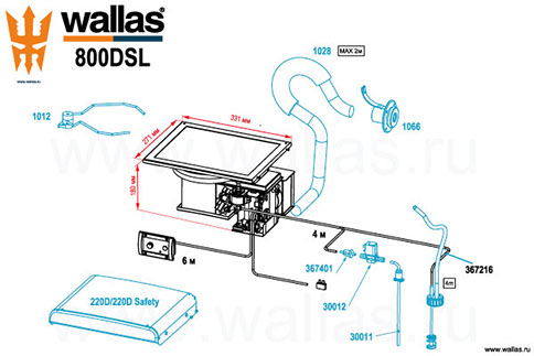 Комплектация дизельной судовой плиты Wallas 800DSL