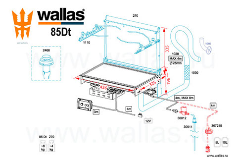 Комплктация дизельной судовой плиты wallas 85Dt